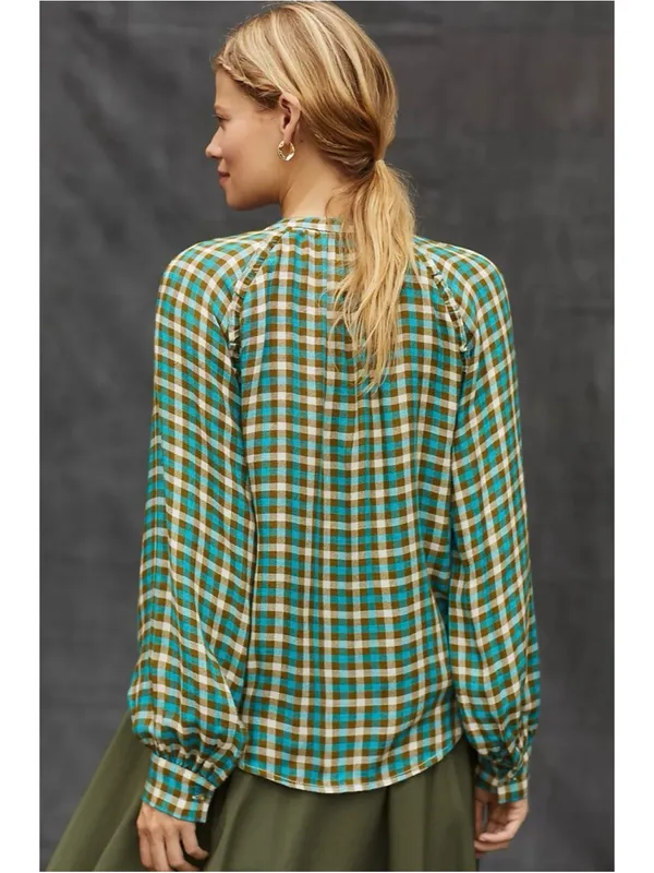 Pilcro Anthropologie Camisa Breezy Ruffle Button Down Shirt Size Large - Image 11
