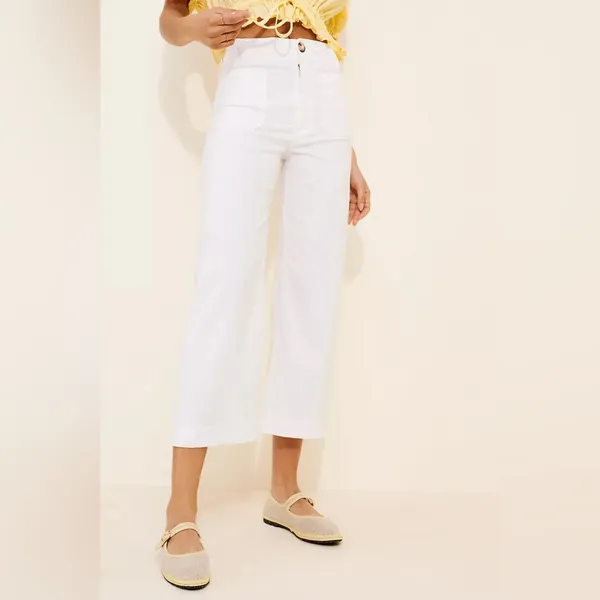 Anthropologie NWOT Maeve The Colette Cropped Wide-Leg Pants: Embroidered Edition - Image 5