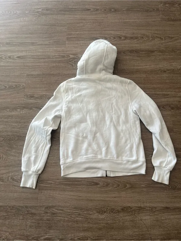 Abercrombie & Fitch Y2K Hoodie Womens XS White Sherpa Lined Full Zip Vintage - Image 9