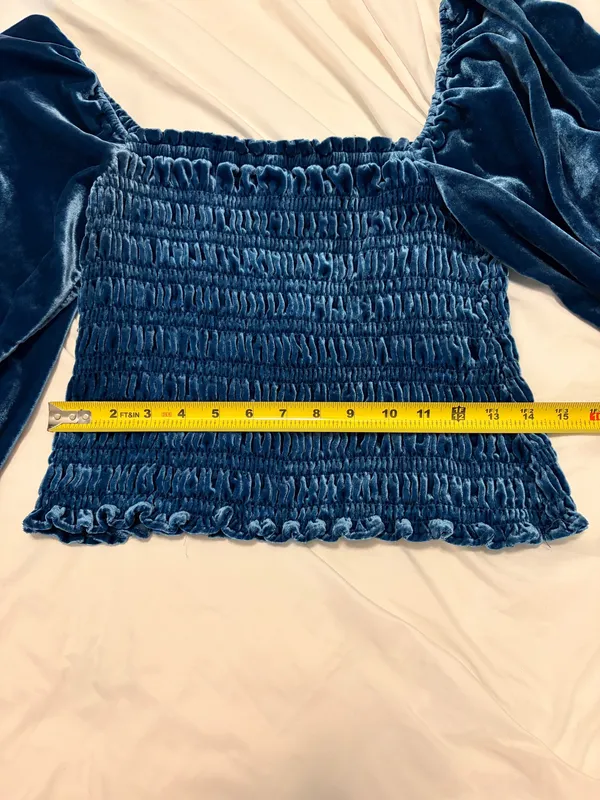 Anthropologie by Anthropologie Velvet Smocked Long Sleeve Crop Top - Image 6