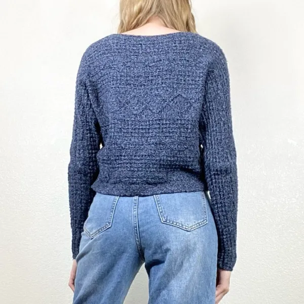 Abercrombie Navy Wide Neck Knit Sweater - Image 2