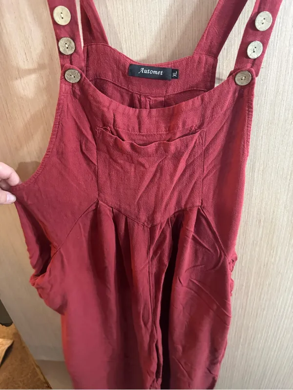Womens Automet Deep Red Lightweight Overall Jumpsuit Size XL - Image 2