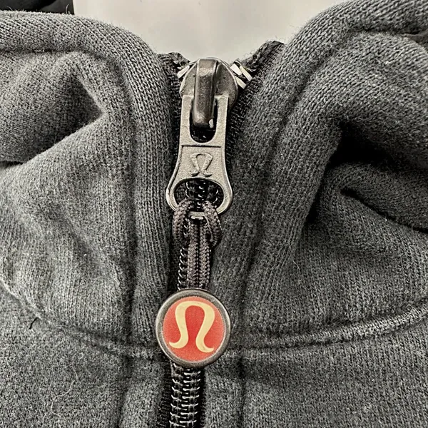 Lululemon | S | RARE Fuzzy White Logo Black Full-Zip Heavyweight Scuba Hoodie - Image 2