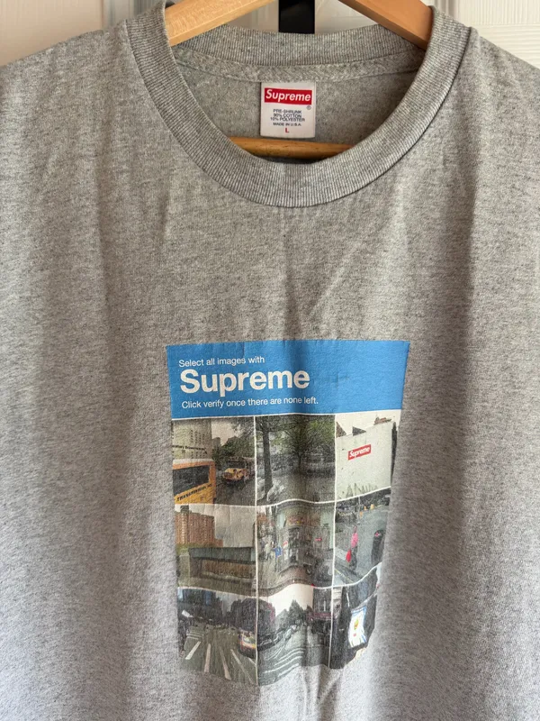 Supreme Verify Tee Heater Grey Men's Size: L 90% Cotton - Image 4
