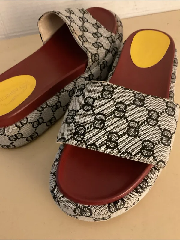 Fashion women canvas platform monogram slide sandals US 10 - Image 2