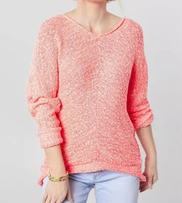 Free People Sweater Chunky Neon Pink Slouchy Dolman Open Knit, Size Small - Image 3