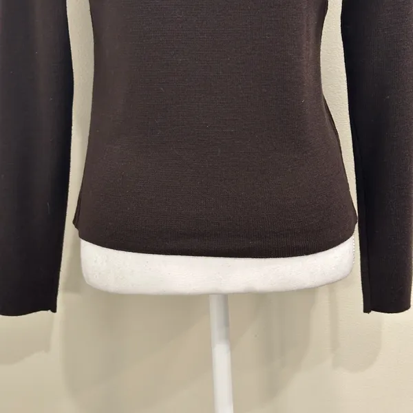 Y2K Mossimo Suede Leather Wool Blend Knit Zip Up Jacket Brown Small Boho Western - Image 8