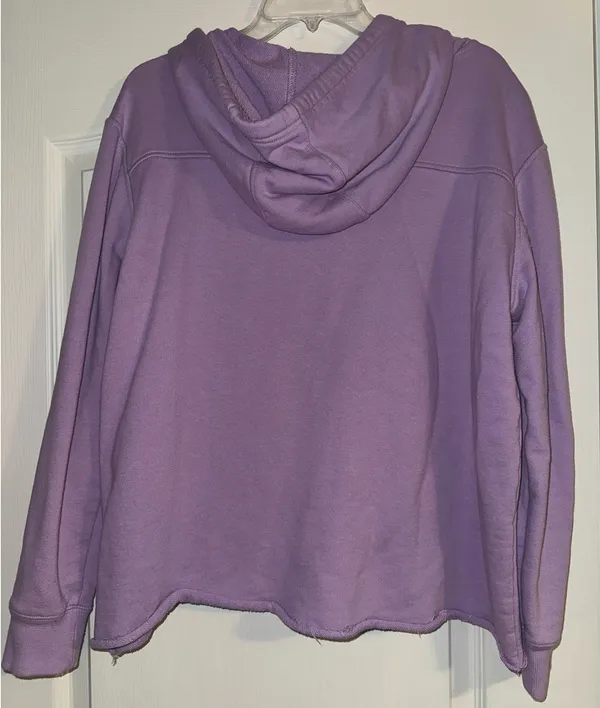 Modern canvas Lavender light purple raw hem Hoodie Pullover - Image 2