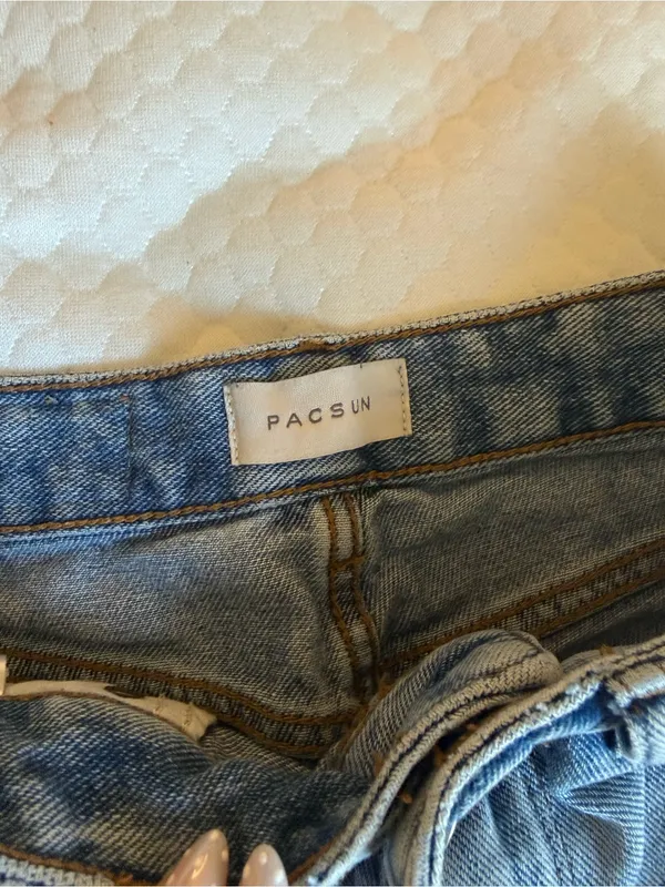PacSun Frayed High-Rise Distressed Denim Shorts - Blue - Image 3
