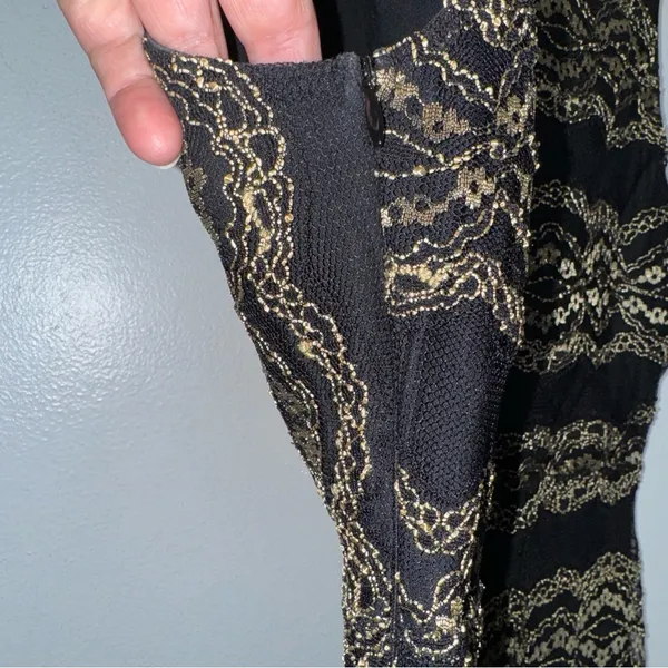 Nightcap Moroccan‎ Black Gold Lace V Neck Dress Size 3 Medium CP - Image 8