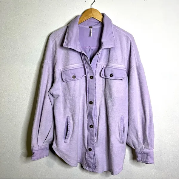 Free People Lavender Teddy Shacket - Image 2