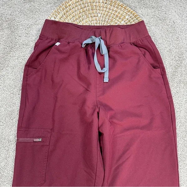 Figs Women’s High Waisted Zamora Jogger Scrub Pants Pull On in Burgundy ST - Image 5