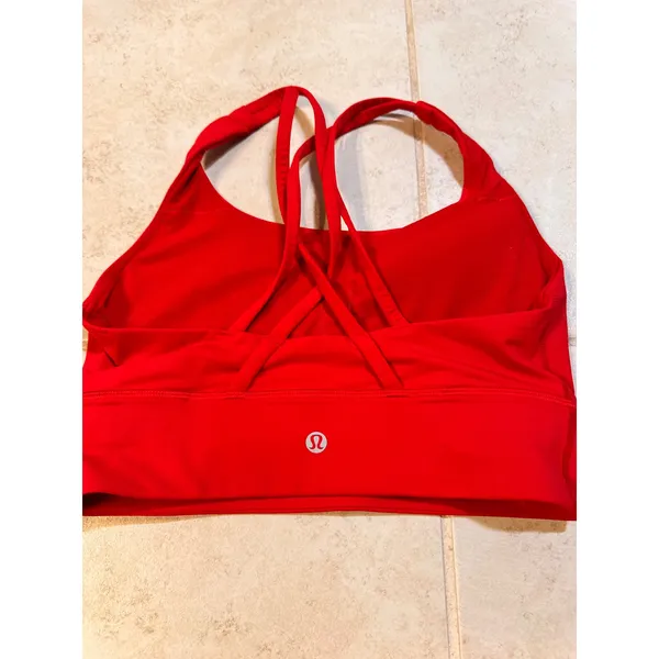 Lululemon Energy Bra Longline Red Strappy Sports Bra LW2EB9S Size 6 - Image 4
