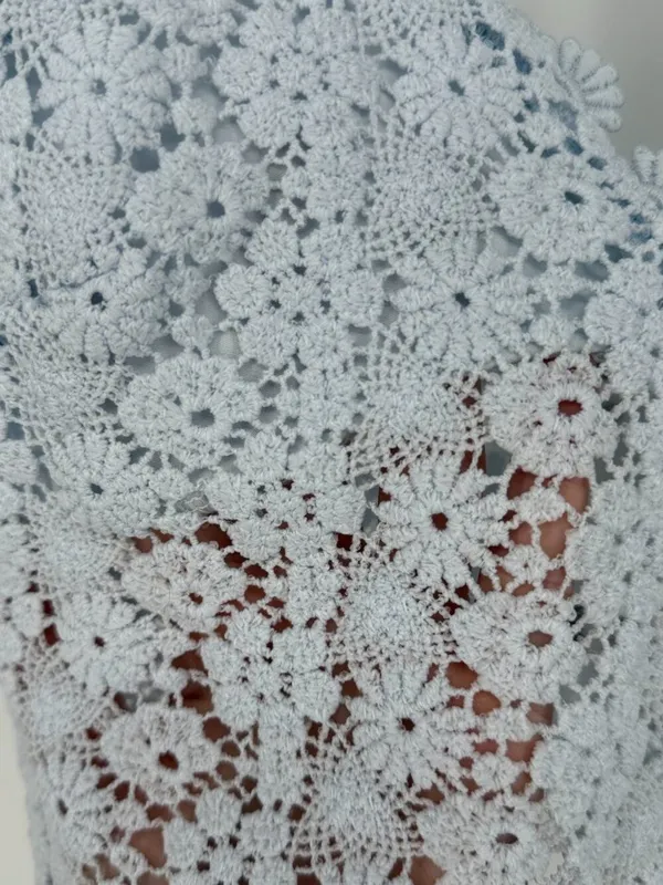 H&M Baby Blue Floral Lace Crochet Crop Cami‎ Top Women's S - Image 5