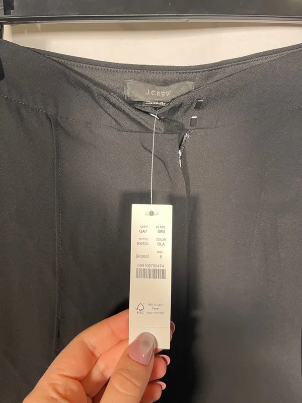 J. Crew Womens Black High Rise Crepe Trouser Dress Pant 6 New With Tags Bk631 - Image 3