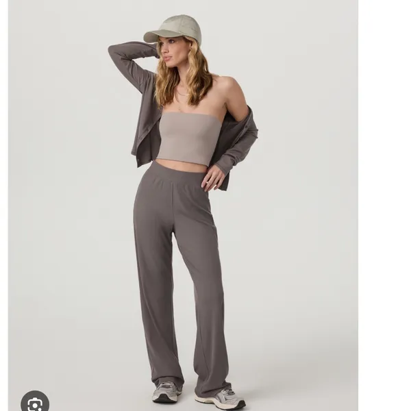 Vuori Pose Wide Leg Pants Chia‎ Gray Brown Ribbed Knit Relaxed Fit Size XL NWT - Image 7