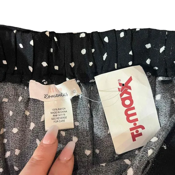 NWT Urban‎ Romantics Black/White Polka Dots Tie-Waist Ruffled Skirt Size Large - Image 2