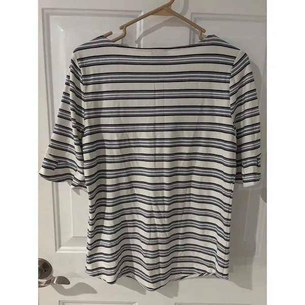 Ann Taylor Factory Striped Knit Top‎ Ruffle Sleeve Casual Everyday Size M - Image 4