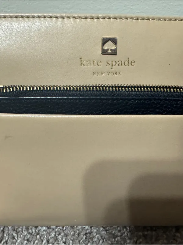kate spade Tan Leather Crossbody with Black Zip Accents - Image 3