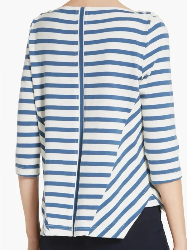 Veronica Beard Lincoln Mariner Striped Lace Up Shoulder Top Medium‎ Nautical - Image 9