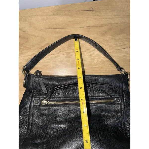 Kate Spade Michaela Chester Street Shoulder Bag Black Pebbled Leather Tassel M - Image 14