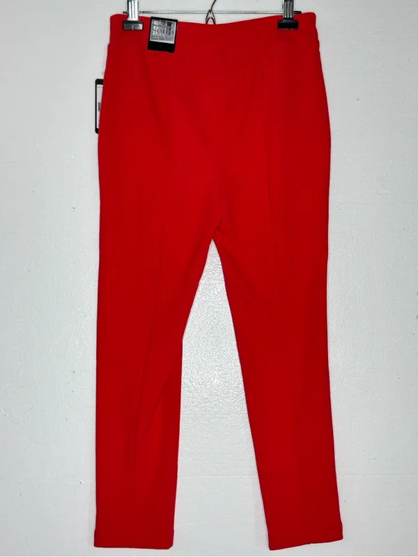 SOHO Apparel Red Slim Ankle Pants Zip Pocket Stretch Career Chic Size M NWT - Image 7