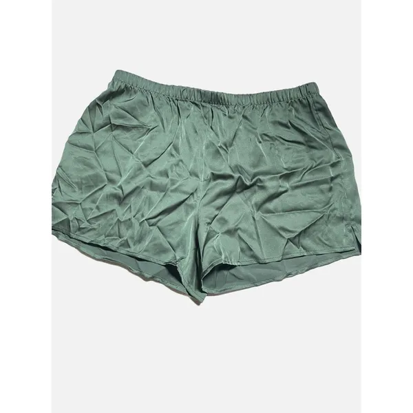 Stars Above Pajama Shorts Women XS Green Satin‎ Silky Sleepwear Loungewear - Image 3