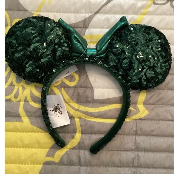 NWT Disney Parks Emerald Green Sequins Minnie Mouse Ears Headband - Image 2