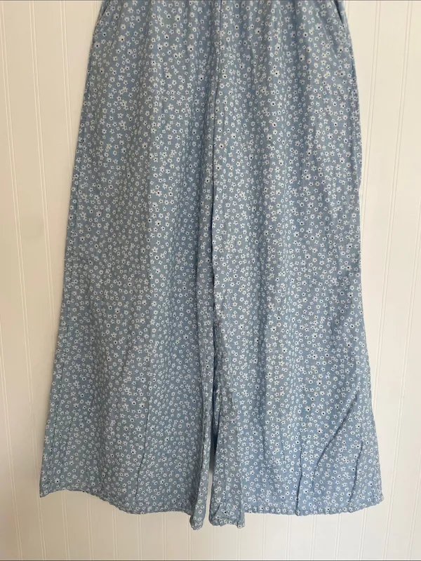 AMERICAN EAGLE Floral Cotton High Rise Wide Leg Pull On Pants - Image 7