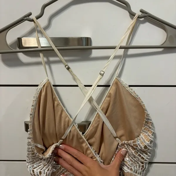 Lulus Lele White and Silver Sequin Mini Dress - Image 6