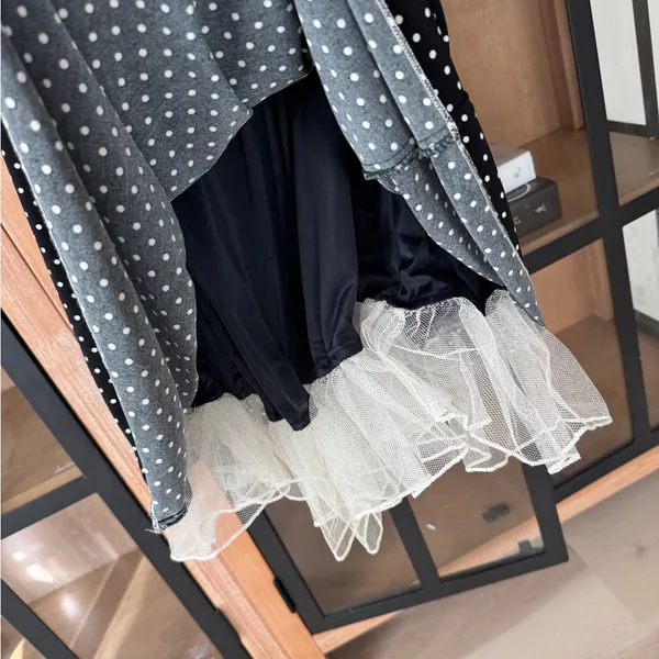 Ruby Rox Vintage Y2K Polka Dots Halter Dress Empire waist bow Tulle Hem retro midi sexy - Image 11