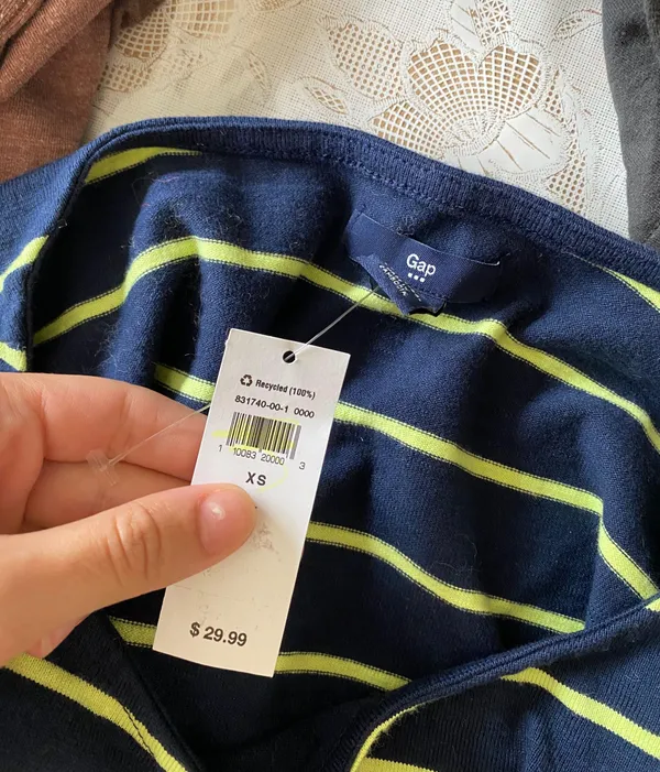 Gap Navy Green Lime Striped Shirt NWT - Image 8