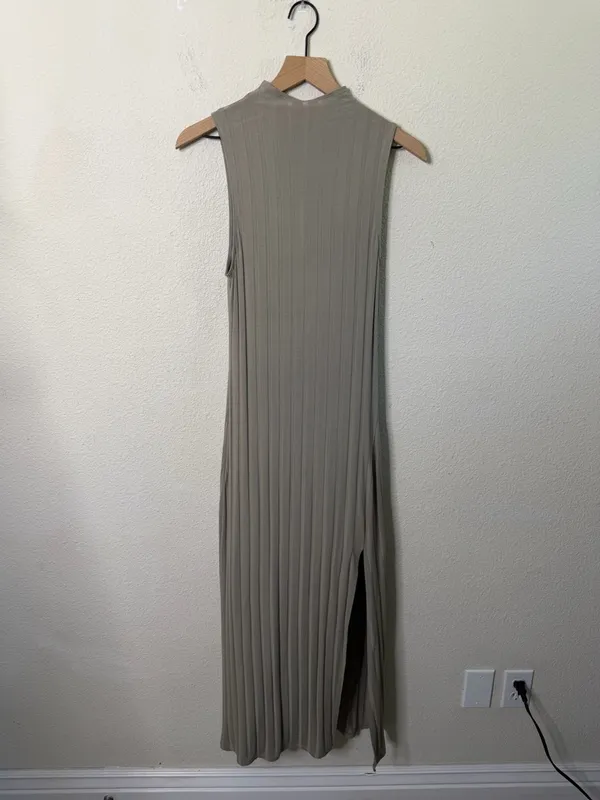 Aritzia Wilfred Leo Midi Ribbed Dress in Silent Storm Green Womens‎ Size M - Image 7