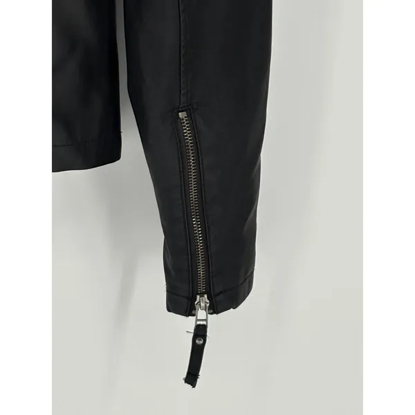 Max Studio Moto Jacket Women M Black Faux Leather Biker Asymmetric Zip Edgy - Image 6