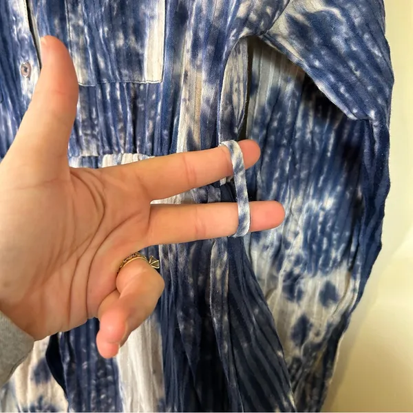 Line & Dot Women's Long Sleeve Maxi Dress Tie dye Small‎ Blue White - Image 5