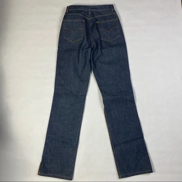 Anne‎ Klein Vintage Embroider Trim High Waist Split Hem Straight Jean - Image 4