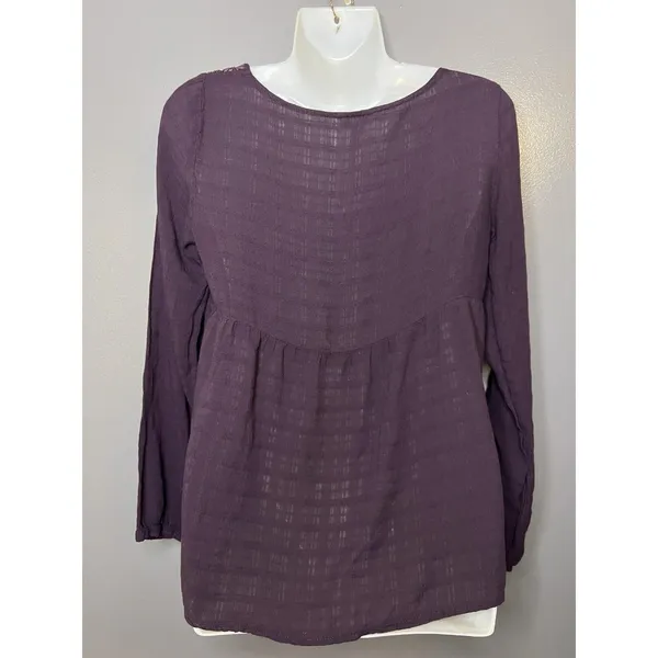 Sonoma Goods For Life Blouse Womens Medium Purple Embroidered Tunic Top Boho - Image 5