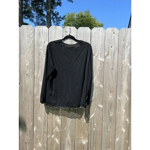 Lane Bryant Plus Sz 18/20‎ Black & White Top Womens Lined Mesh Embroidered Fairy - Image 5