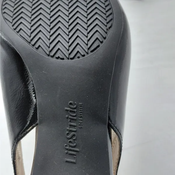 LifeStride Womens Angel Slingback Loafer Pump Sz 6.5 M Black Patent Office Shoe - Image 15