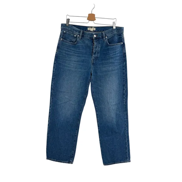 Madewell Low Slung Straight Jeans Palmina Medium Wash Button Fly Size 30‎ - Image 3