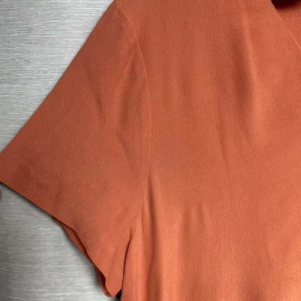 Madewell Short‎ Sleeve V Neck Midi Slip Dress Orange Women's Size large - Image 8