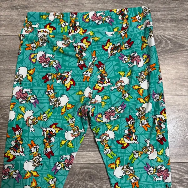 LuLaRoe Disney Daisy Duck Leggings M Teal Tall & Curvy‎ TC High Rise Stretch - Image 9