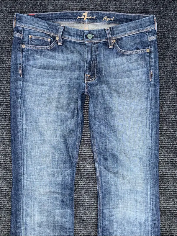 7 For All Mankind Flynt Low Rise Bootcut Blue Jeans Women’s 31 x 32.5 VTG Y2K - Image 4