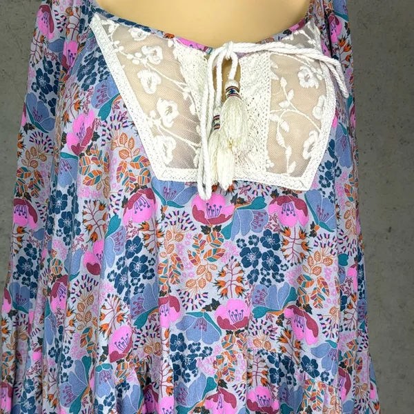 Matilda Jane Sew Perfect Tunic Top Womens Lace Tassel Floral Lace Boho 1X - Image 3