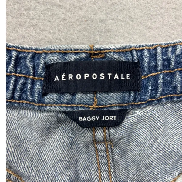 Aeropostale Baggy Jorts Women S Blue Denim Carpenter‎ Frayed Hem BMRIPK1 - Image 4