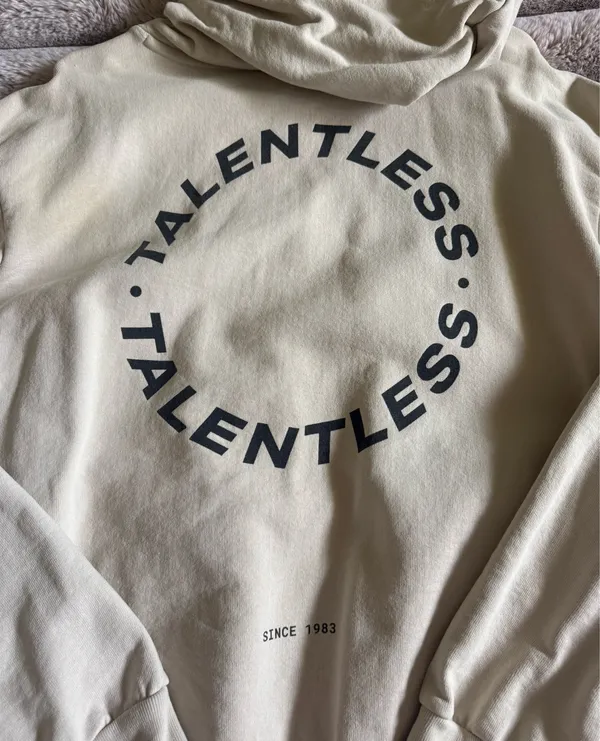 TALENTLESS Cream Hoodie with Circle Logo - Image 6