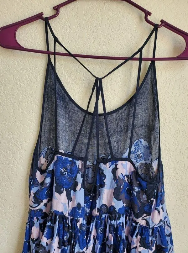 Free People Intimately Voile Slip Strappy Floral Print Dress in Midnight… - Image 6