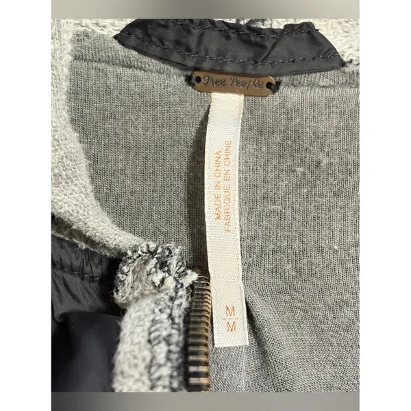 FREE PEOPLE Mixed Media‎ Full Zip Windbreaker Sweatshirt Hoodie, Medium - Image 12