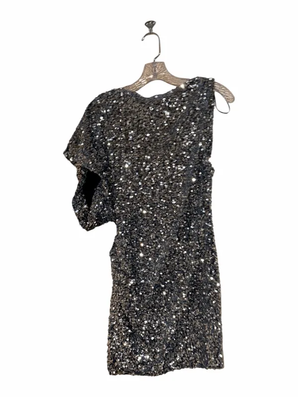 NWT ZARA SEQUINED Asymmetric MINI DRESS Navy Silver Festive Days - Image 14