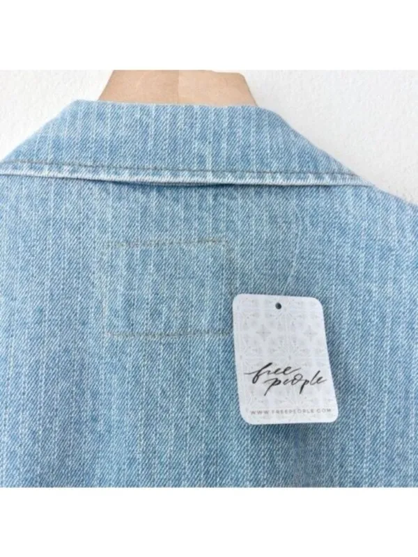 NWT Free People x Lee Union-Alls Coverall Denim Jumpsuit S Sky Blues Stripe - Image 13